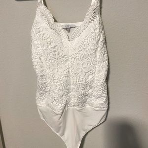 Iris Basics white, lace bodysuit.